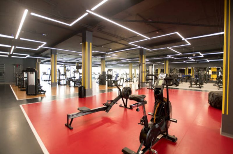 Image of beautiful health club with modern sports equipments for sports training